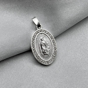 #D185 - Dije/Medalla Virgen De Guadalupe Con Piedra Zirconia Plata - F1.8