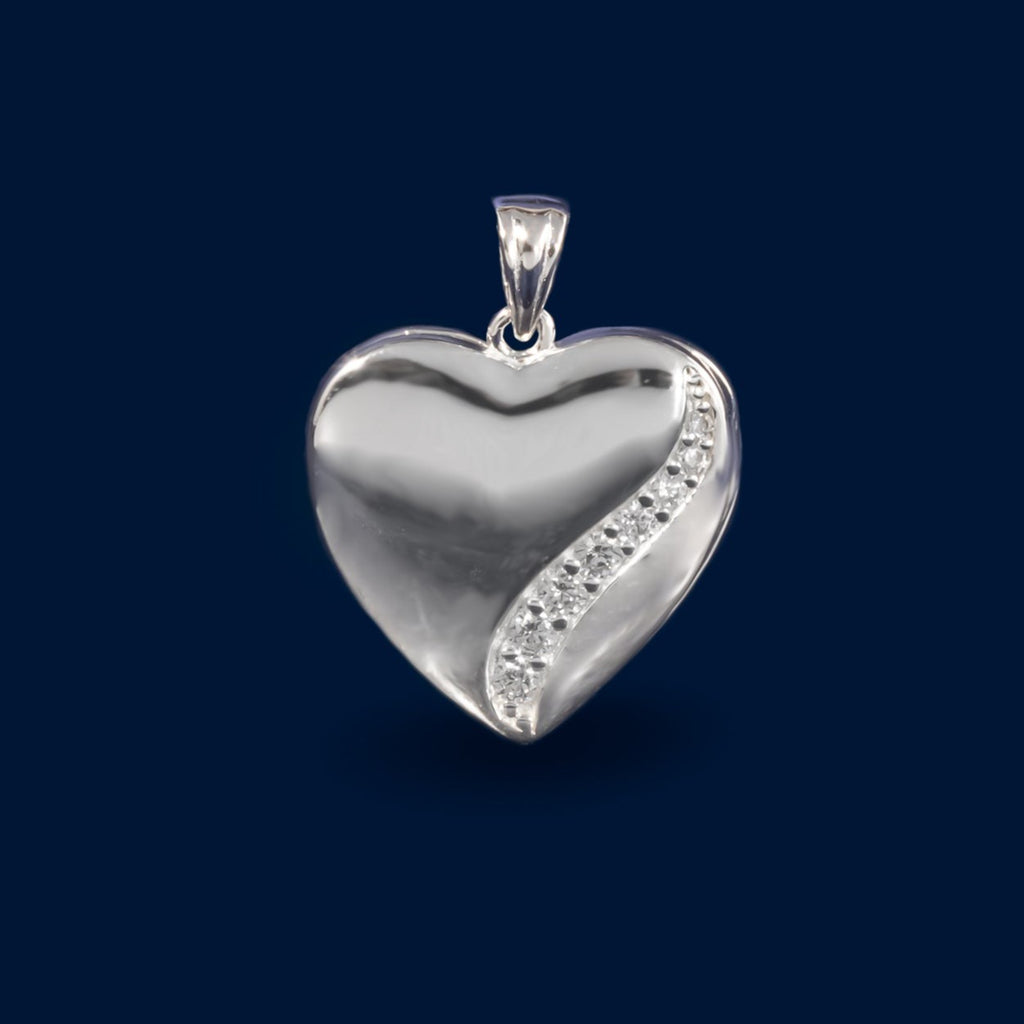 #D201 - Dije/Relicario De Corazón Con Piedra Zirconia Plata - MI4.0