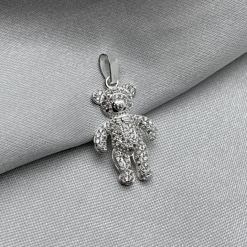 #D254 - Dije Oso/Osito Con Piedra Zirconia Plata - LL2.0