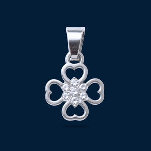 #D259 - Dije Trébol Con Zirconia Plata - B09/1.4