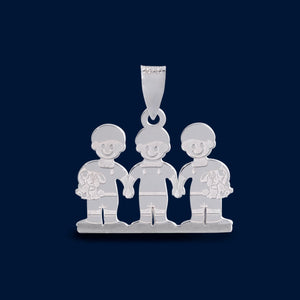 #D263 - Dije Familiar De 3 Niñas/Niños Plata - LL2.0