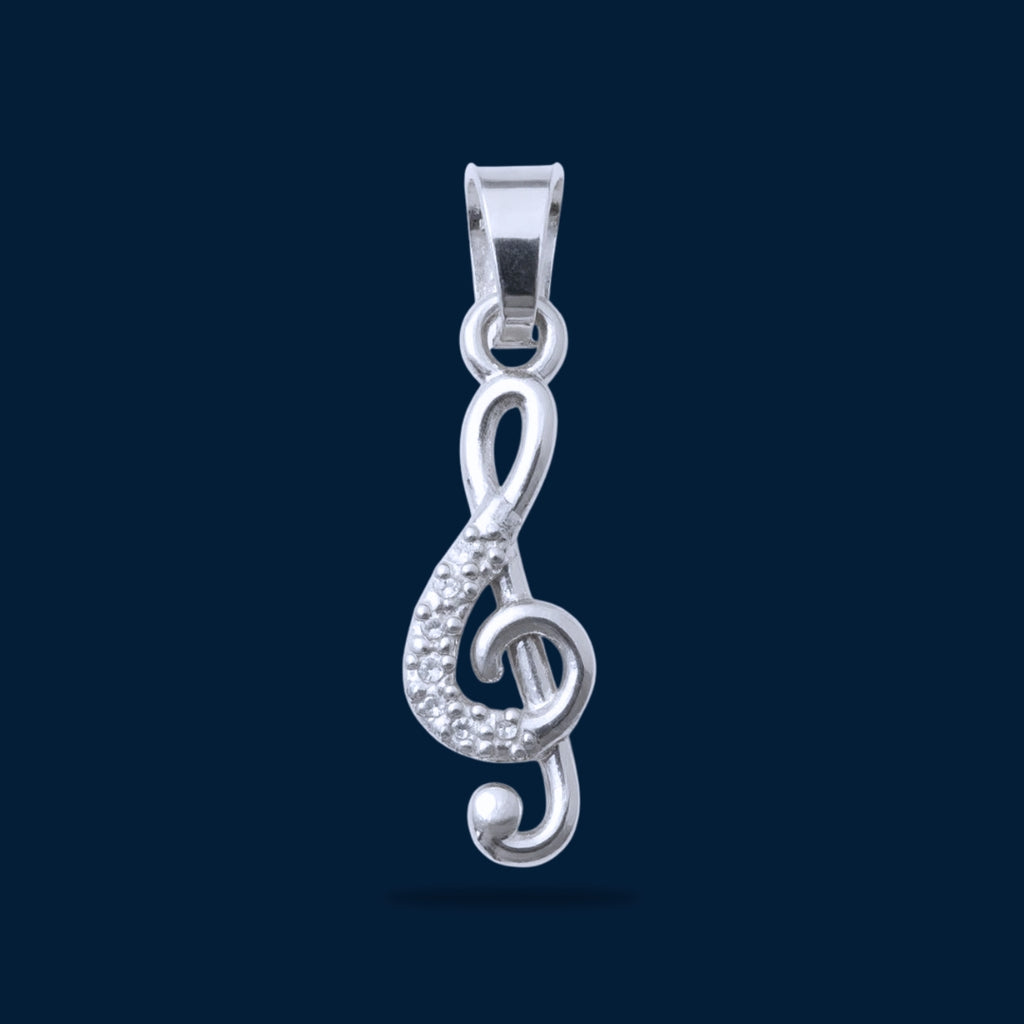 #D265 - Dije Nota Musical Con Zirconia Plata - B09/1.2