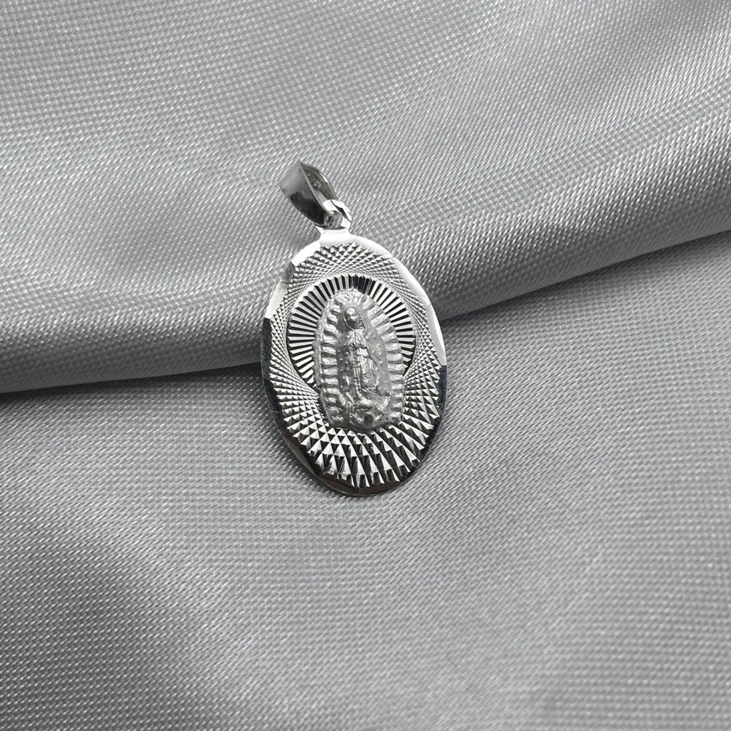 #D288 - Dije Ovalado Virgen De Guadalupe Diamantado Plata - CE1.4