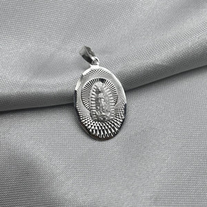 #D288 - Dije Ovalado Virgen De Guadalupe Diamantado Plata - CE1.4
