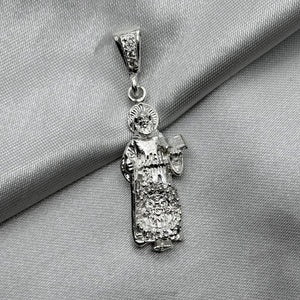 #D316 - Dije San Benito Con Piedra Zirconia Plata - ZC5.5