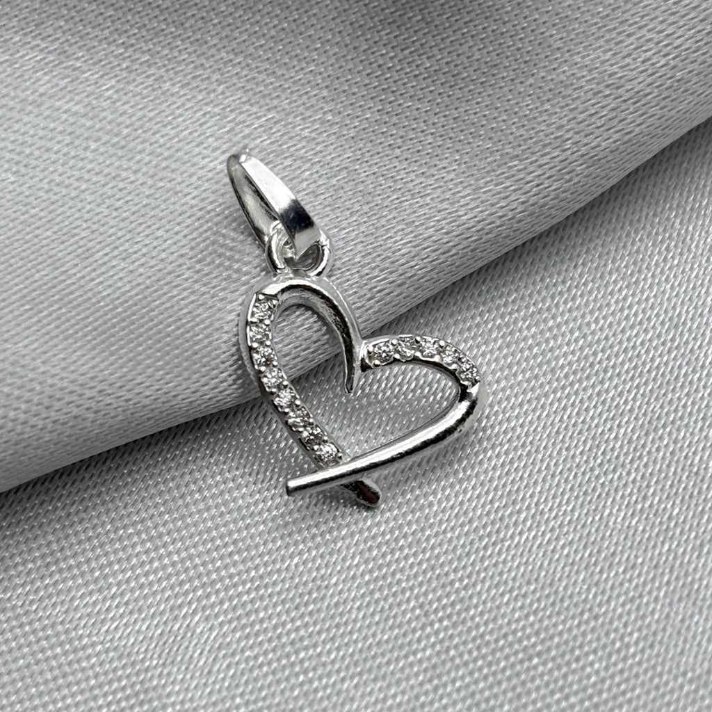 #D338 - Dije Corazón Con Piedra Zirconia Plata - LL1.0
