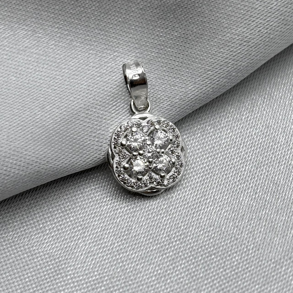 #D345 - Dije De Trébol Tipo Van Cleef Con Piedra Zirconia Plata - LL1.1