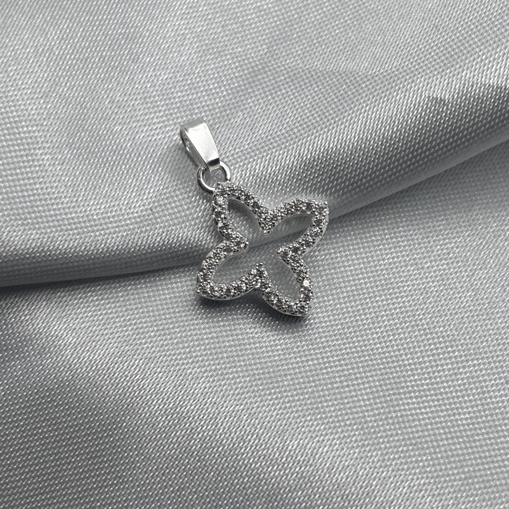 #D359 - Dije Trébol Tipo Van Cleef Con Piedra Zirconia Plata - LL2.3