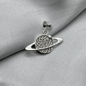 #D373 - Dije Saturno Con Piedra Zirconia Plata - ZC2.4