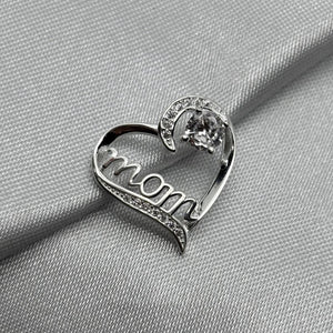 #D389 - Dije Corazón Mamá Con Piedra Zirconia Plata - IP2.3