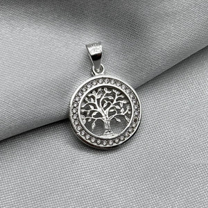 #D397 - Dije Circular Árbol De La Vida Con Piedra Zirconia Plata - ZC2.6