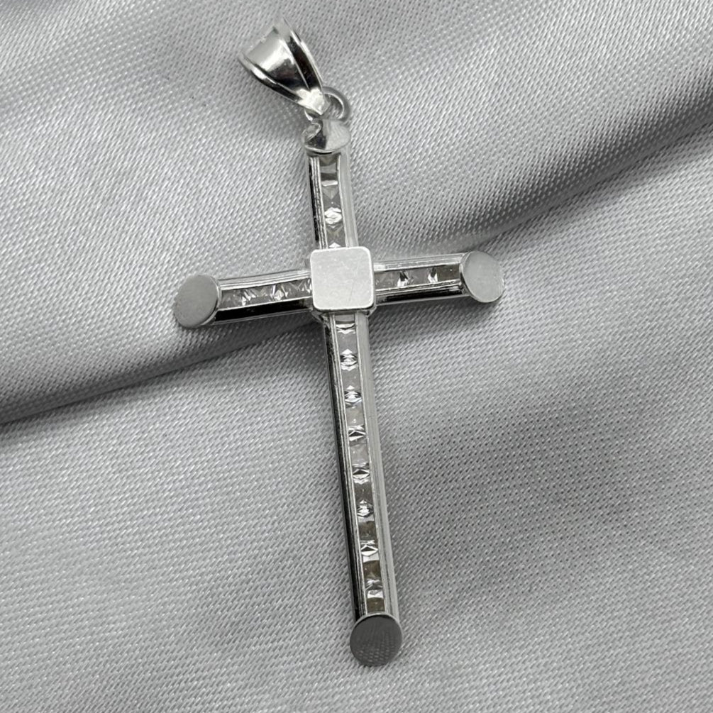 #D424 - Dije Crucifijo Piedra Zirconia Plata - ZC3.5