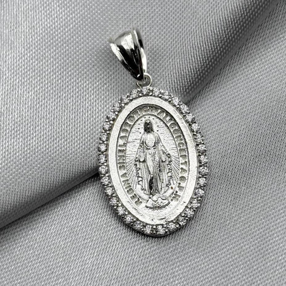 #D426 - Dije Virgen De Los Milagros Piedra Zirconia Plata - LL3.9