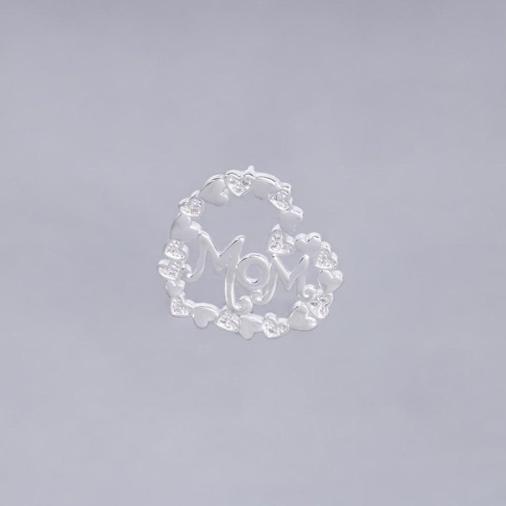 #D428 - Dije Corazones Mamá Con Piedra Zirconia Plata - IP2.4