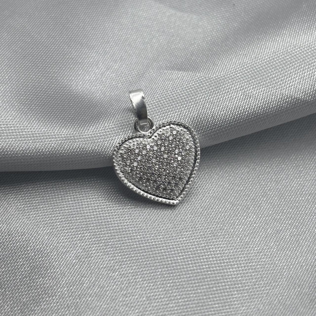 #D491 - Dije Corazón Con Piedra De Zirconia Plata - LL1.5