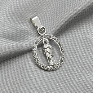 #D505 - Dije San Judas Tadeo Piedra Zirconia Plata - A09/3.8