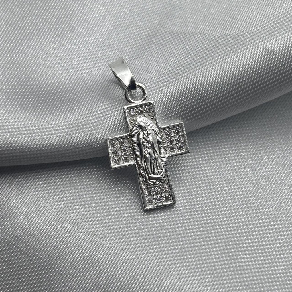 #D514 - Dije Cruz Virgen De Guadalupe Con Piedra Zirconia Plata - F1.1