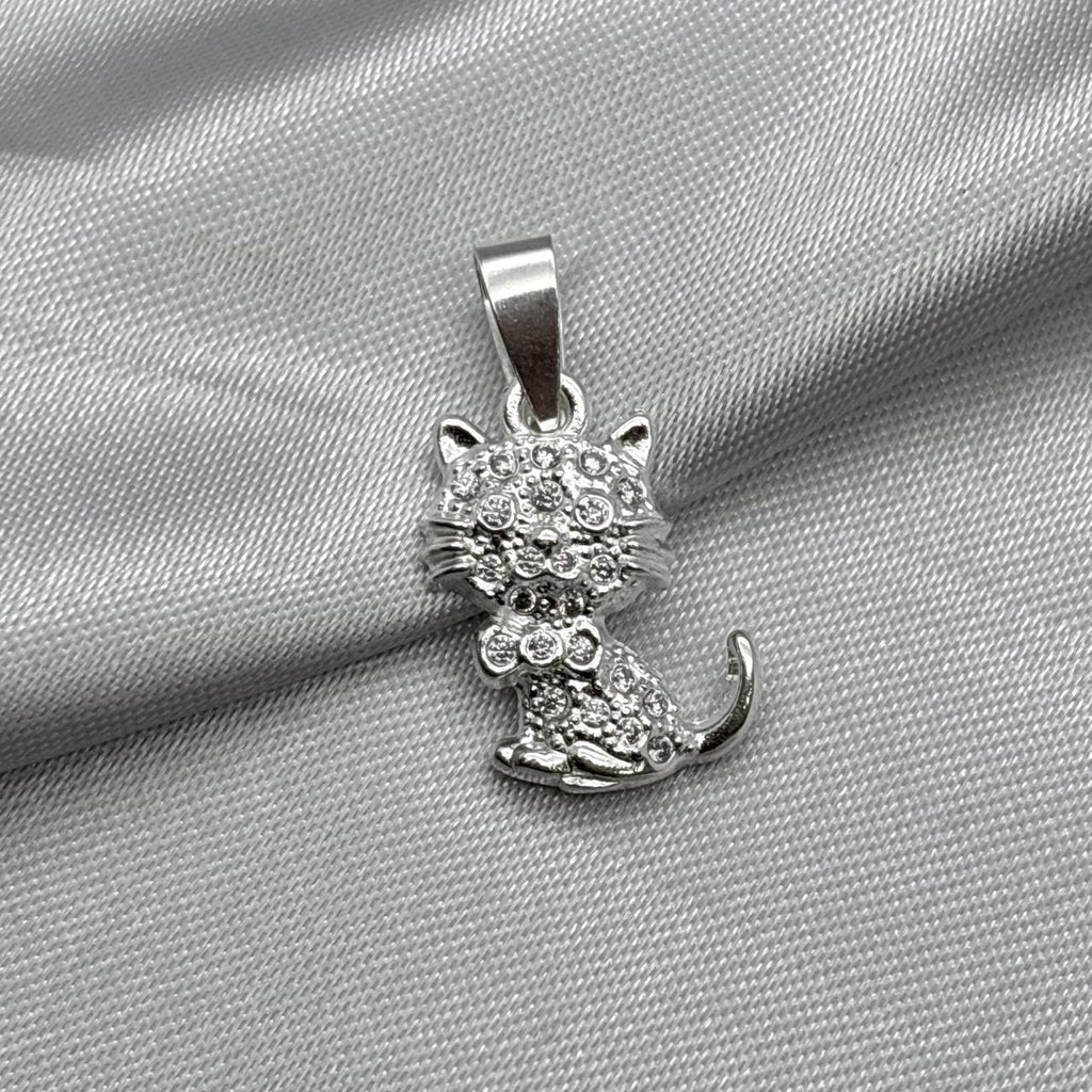#D520 - Dije De Gato Con Piedra Zirconia Plata - ZC2.1