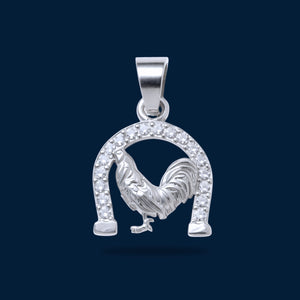 #D529 - Dije Herradura Gallo Con Zirconia Plata - B09/1.8