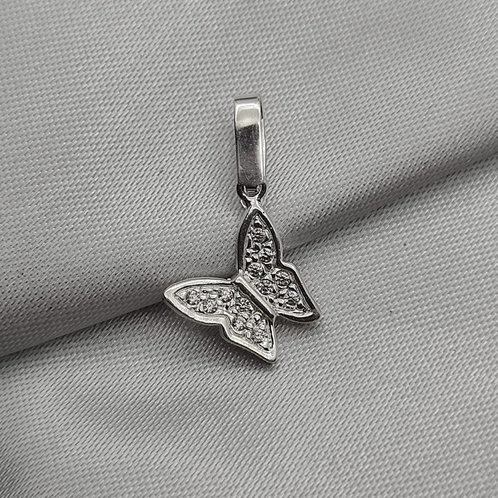#D534 - Dije Mariposa Con Piedra Zirconia Plata - PU1.2