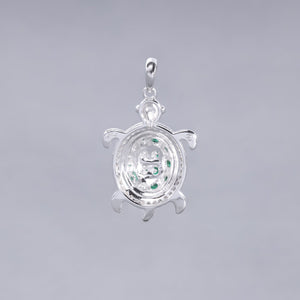 #D554 - Dije Tortuga Con Zirconias Baño De Rodio Plata - MI3.4