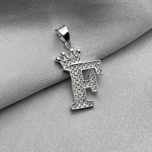 #D593 - Dije Letras Con Corona Y Piedra Zirconia Plata - ZC2.5