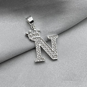 #D593 - Dije Letras Con Corona Y Piedra Zirconia Plata - ZC2.5