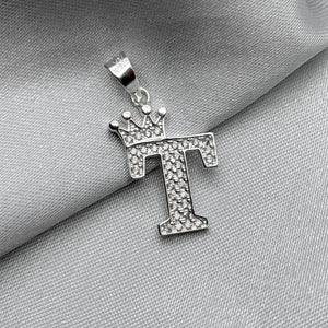 #D593 - Dije Letras Con Corona Y Piedra Zirconia Plata - ZC2.5