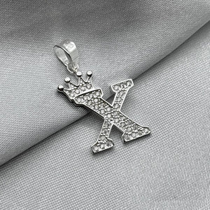 #D593 - Dije Letras Con Corona Y Piedra Zirconia Plata - ZC2.5