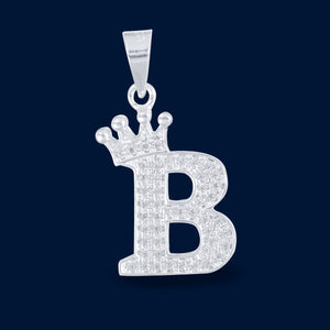 #D593 - Dije Letras Con Corona Y Piedra Zirconia Plata - ZC2.5