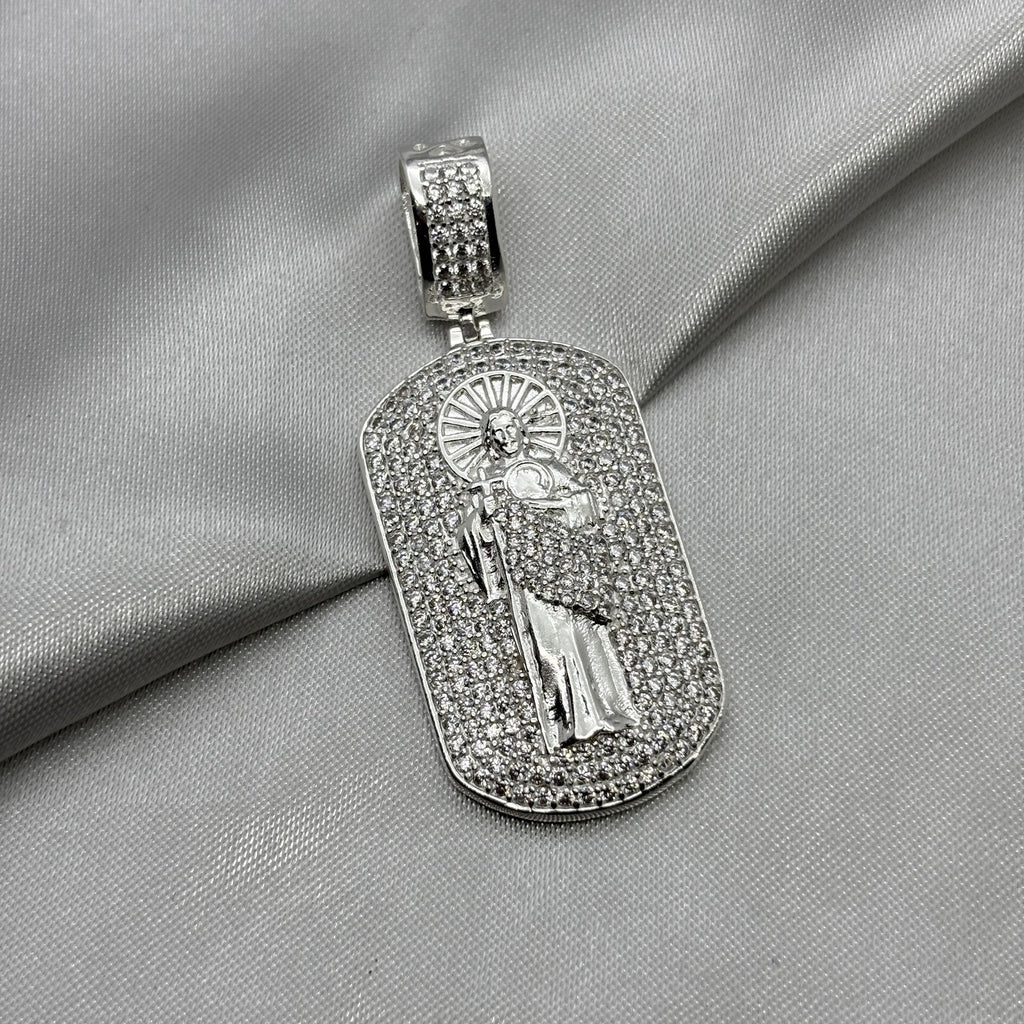 #D617 - Dije De San Judas Tadeo Con Zirconia Plata - A09/13.9