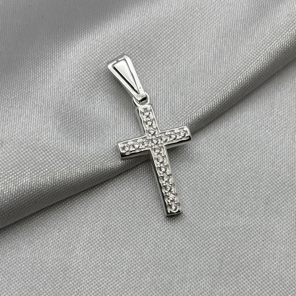 #D618 - Dije De Cruz Con Zirconia Plata - A09/2.2