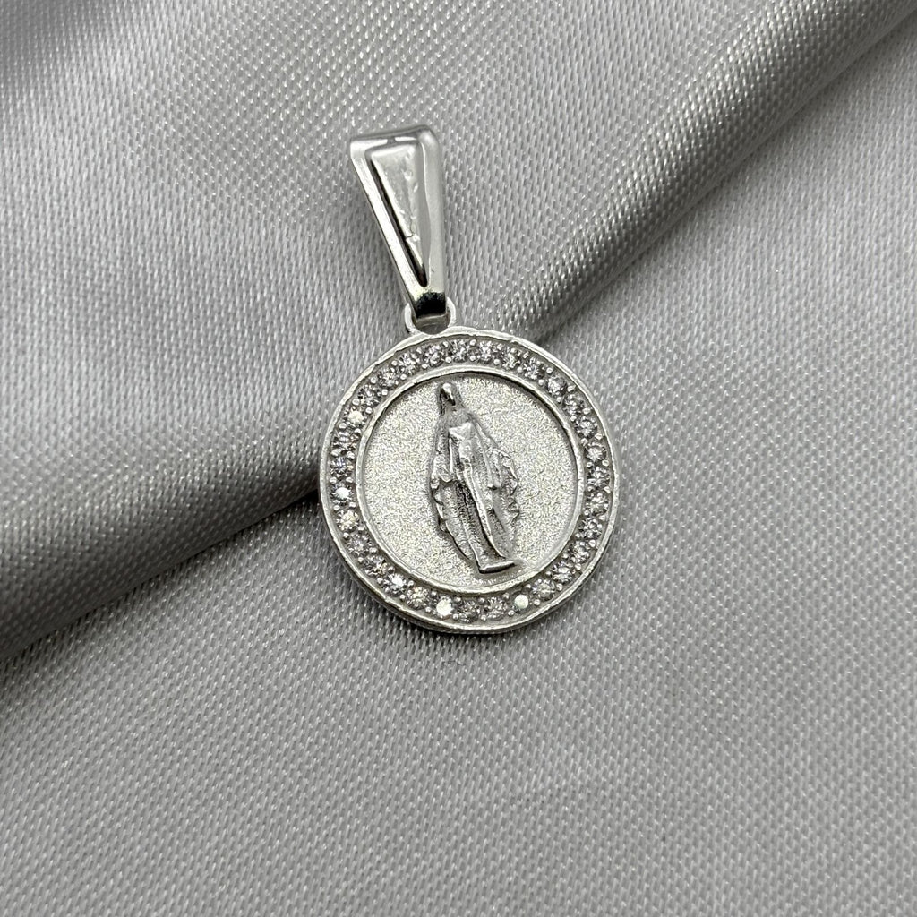 #D621 - Dije/Medalla Santisima Virgen Maria Con Zirconia Plata - A09/2.4