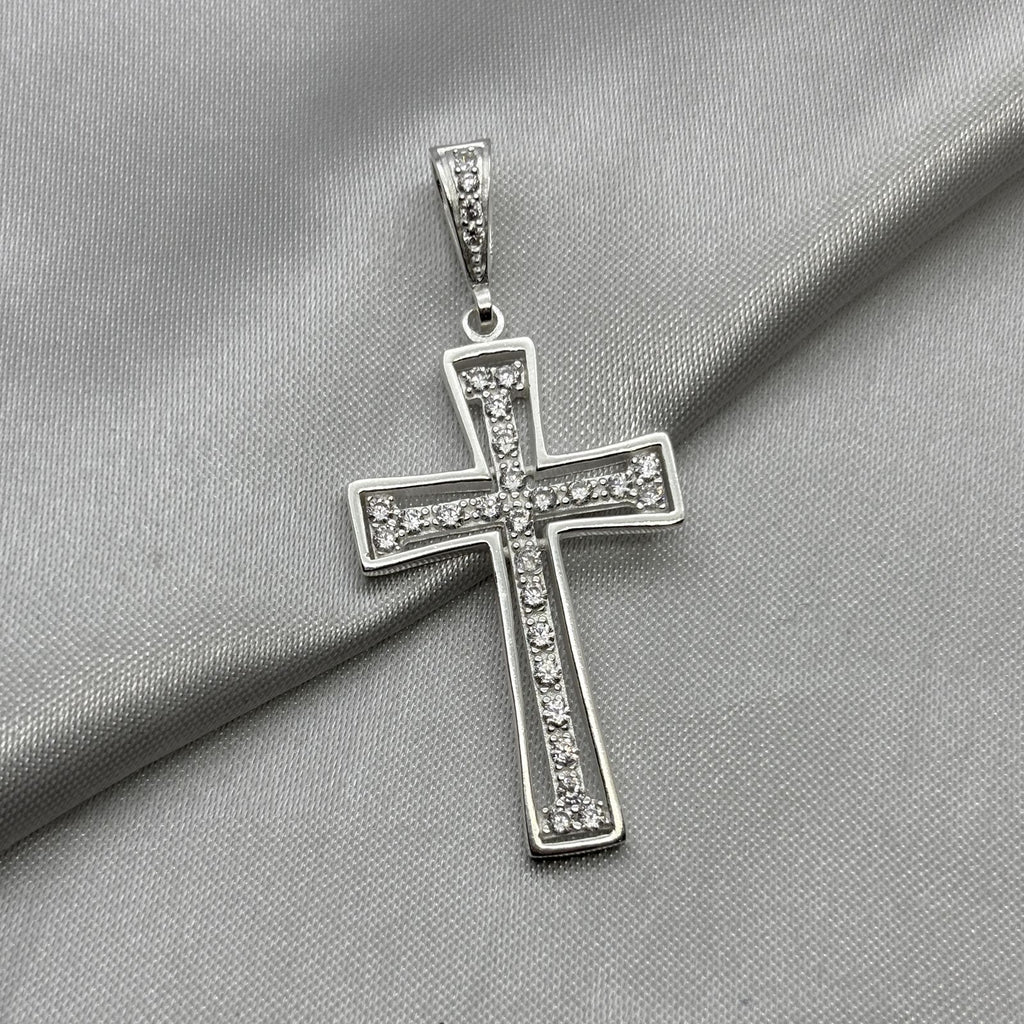 #D623 - Dije Cruz Con Zirconia Plata - A09/5.2