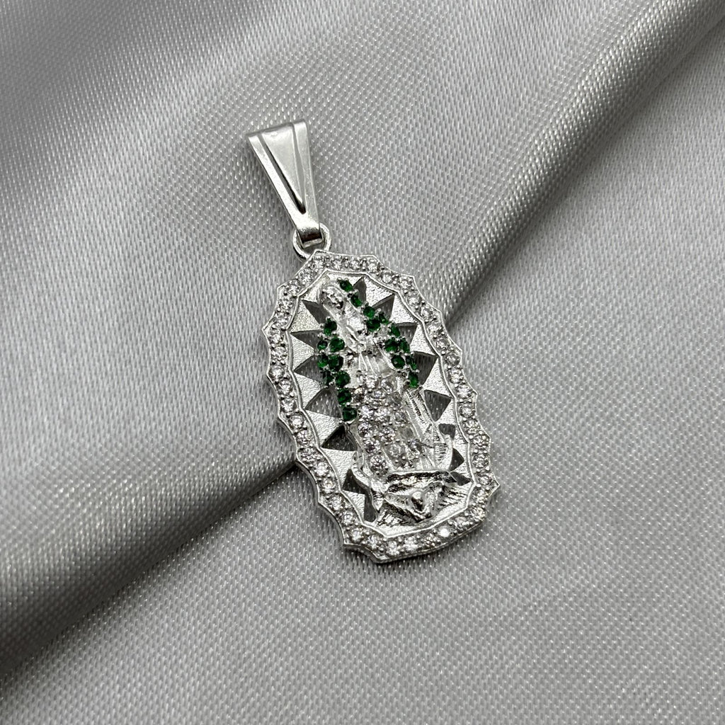 #D628 - Dije Virgen De Guadalupe Con Zirconia Plata - A09/3.9