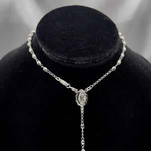 #MR108 - Rosario Virgen De Guadalupe Diamantada Plata - 3 mm - C08/7.8