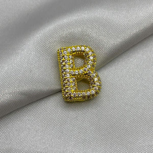 #DOL133 - Dije Letra Inflada Abecedario Con Piedra Zirconia Oro Laminado 18K