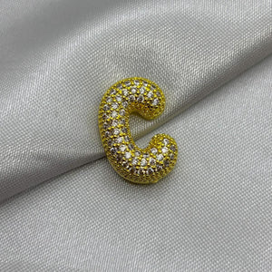 #DOL133 - Dije Letra Inflada Abecedario Con Piedra Zirconia Oro Laminado 18K