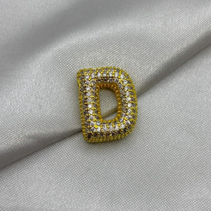 #DOL133 - Dije Letra Inflada Abecedario Con Piedra Zirconia Oro Laminado 18K