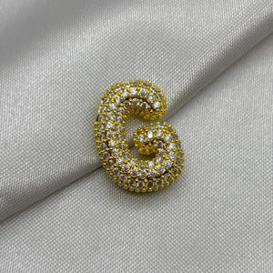 #DOL133 - Dije Letra Inflada Abecedario Con Piedra Zirconia Oro Laminado 18K