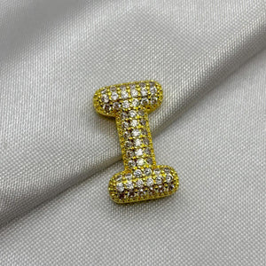 #DOL133 - Dije Letra Inflada Abecedario Con Piedra Zirconia Oro Laminado 18K