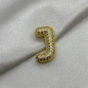 #DOL133 - Dije Letra Inflada Abecedario Con Piedra Zirconia Oro Laminado 18K