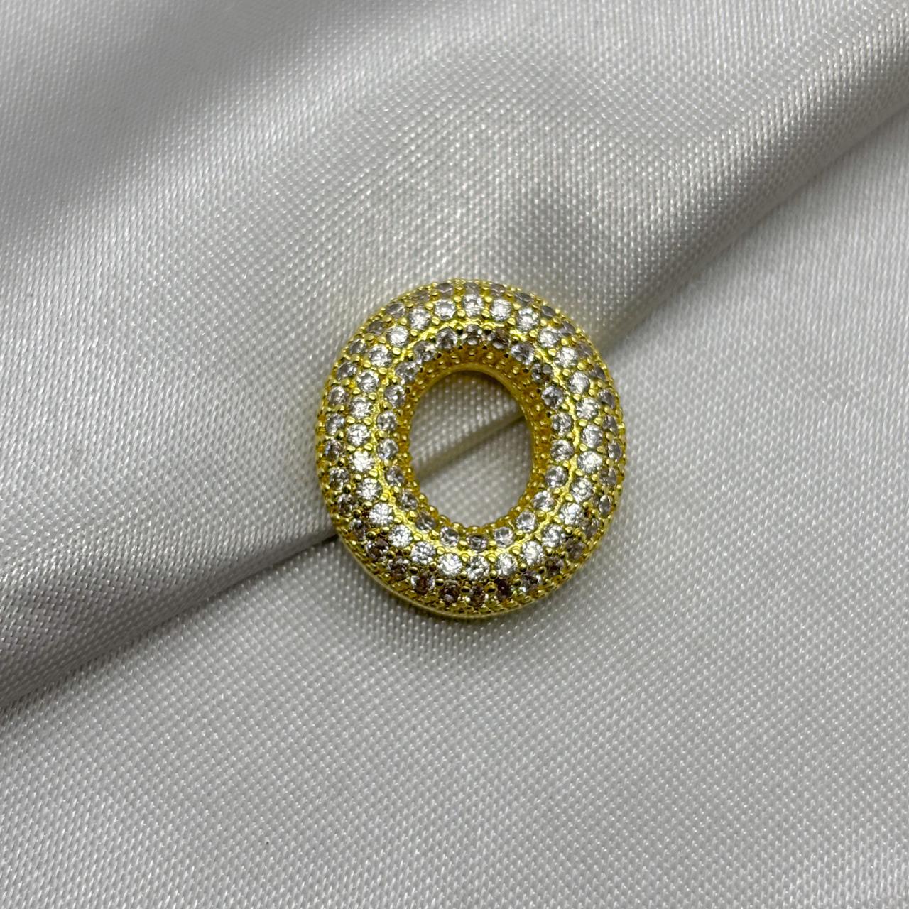 #DOL133 - Dije Letra Inflada Abecedario Con Piedra Zirconia Oro Laminado 18K