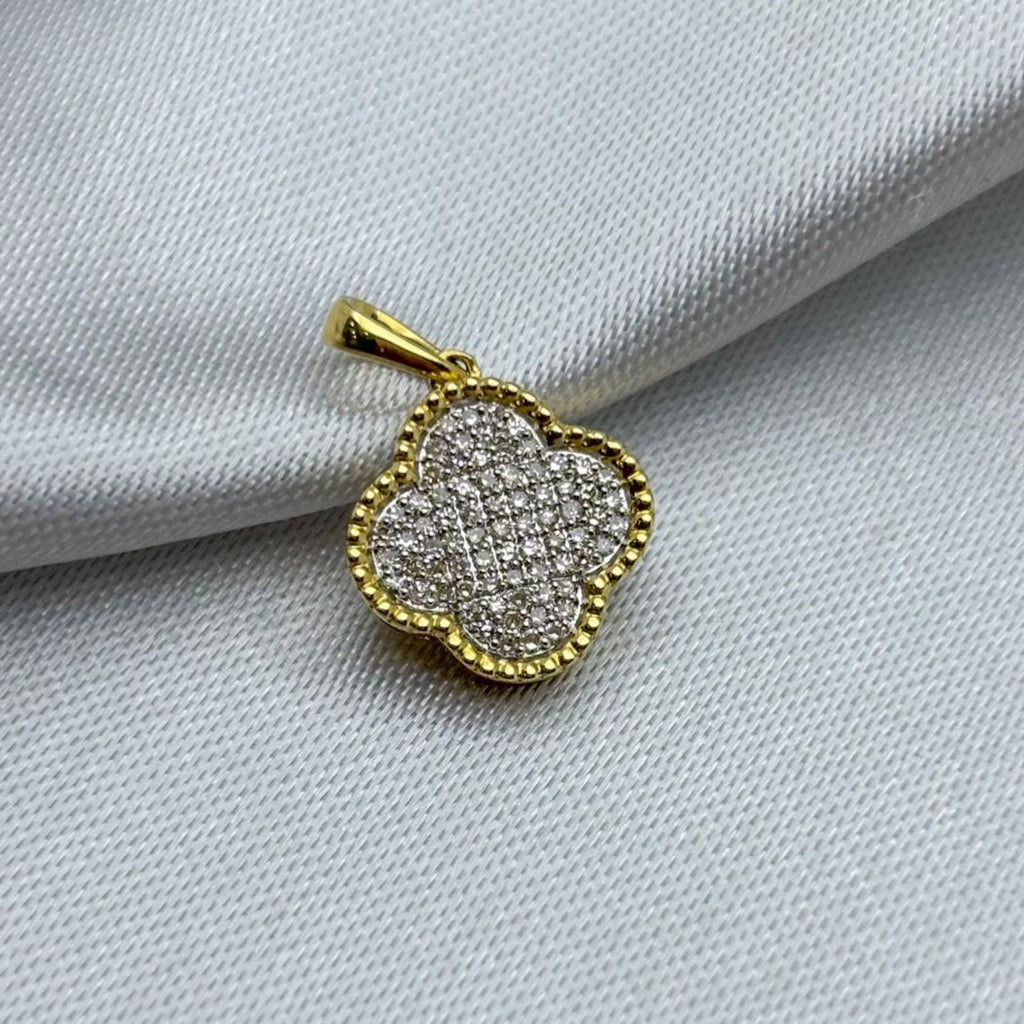 #DX10105 - Dije Trébol Tipo Van Cleef Con Diamante Natural Oro 10K - LX295