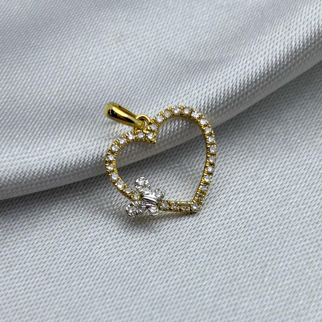 #DX10107 - Dije Corazón Con Mariposa Y Diamante Natural Oro 10K - LX210