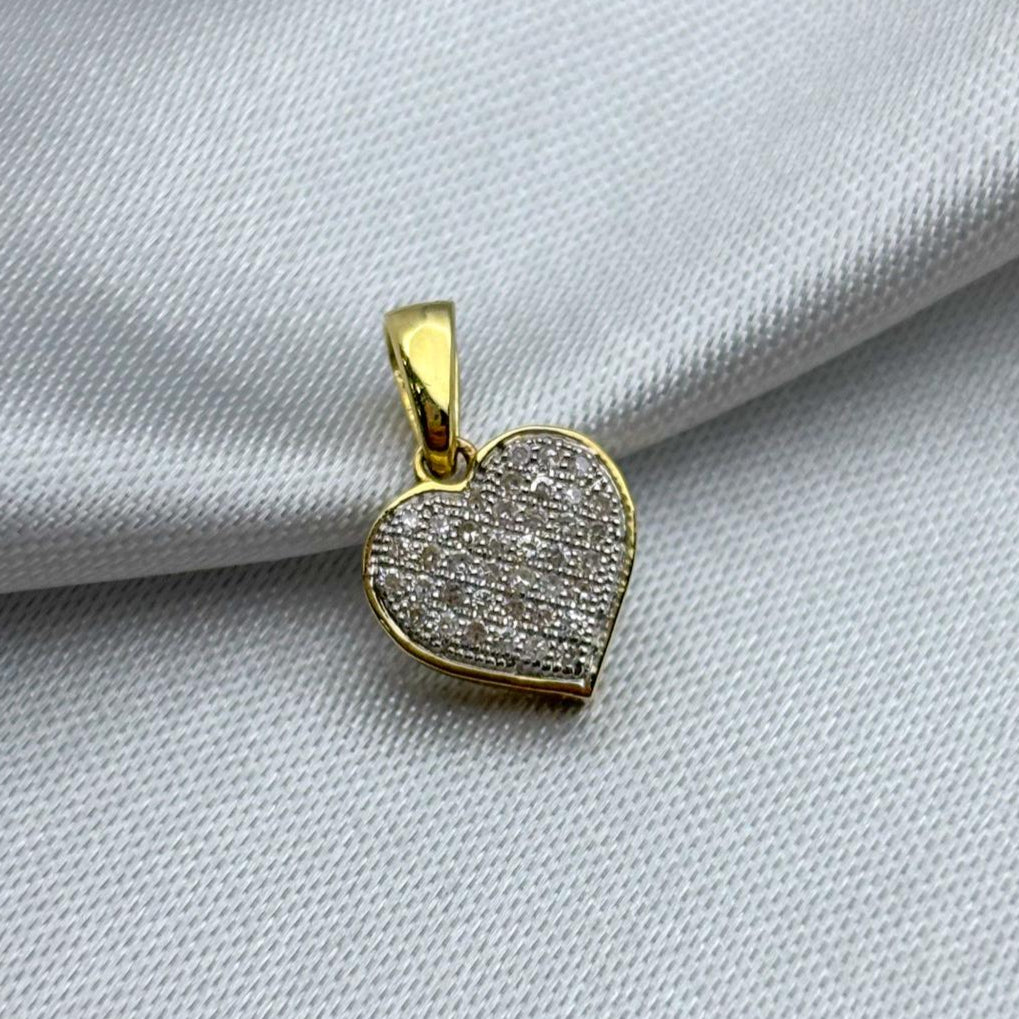#DX10102 - Dije Corazón Con Diamante Natural Oro 10K - MX190