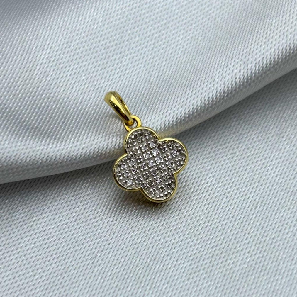 #DX10103 - Dije Trébol Tipo Van Cleef Con Diamante Natural Oro 10K - MX170