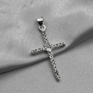 #D438 - Dije Cruz Con Corazón Piedra Zirconia Plata - ZC2.1