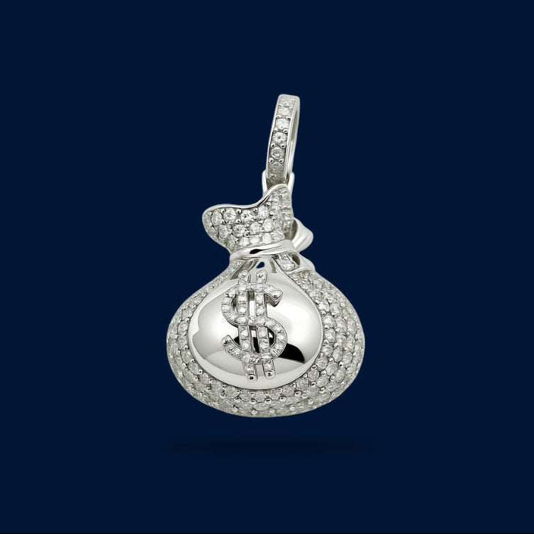 #D193 - Dije Bolsa De Dinero Con Zirconia Baño De Rodio Plata - B18/11.4