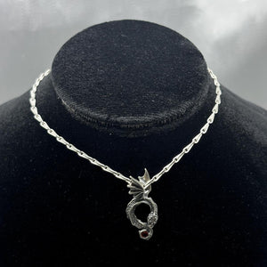 #G114 - Gargantilla Dije Dragón Con Piedra Zirconia Plata - MI7.1